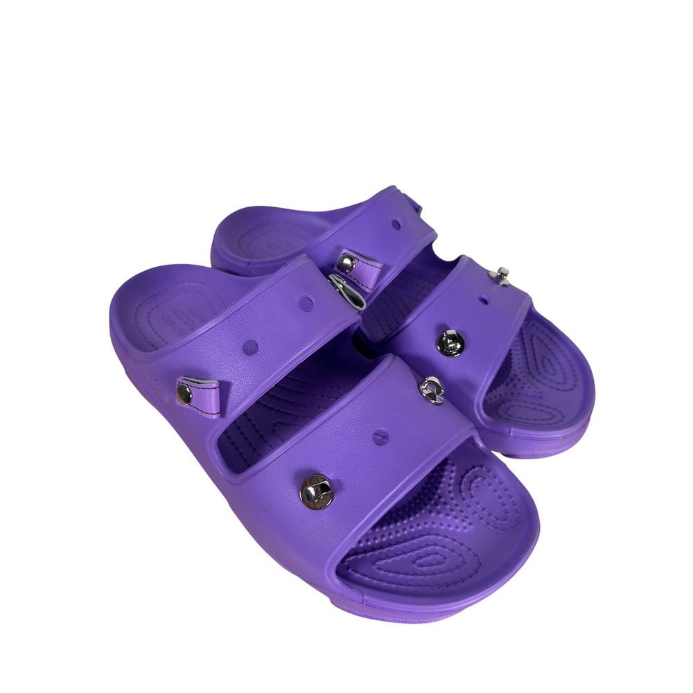 Crocs Classic Sandal Purple Double Strap Studded Slides Mens 10 Womens 12